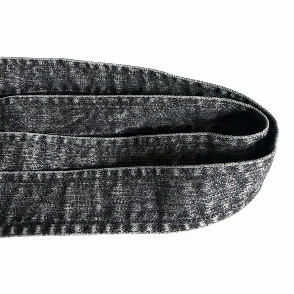 Norma Kamali NWT Black Acid Wash Stretch Belt One Size Statement Waist Belt